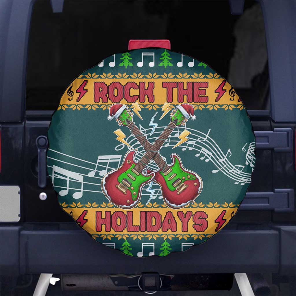 Rock The Holidays Guitar Christmas Spare Tire Cover Xmas Holiday Patterns - Wonder Print Shop