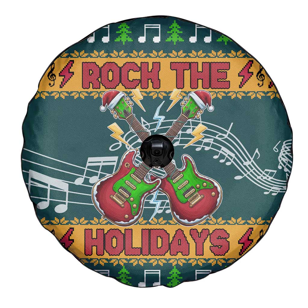 Rock The Holidays Guitar Christmas Spare Tire Cover Xmas Holiday Patterns - Wonder Print Shop
