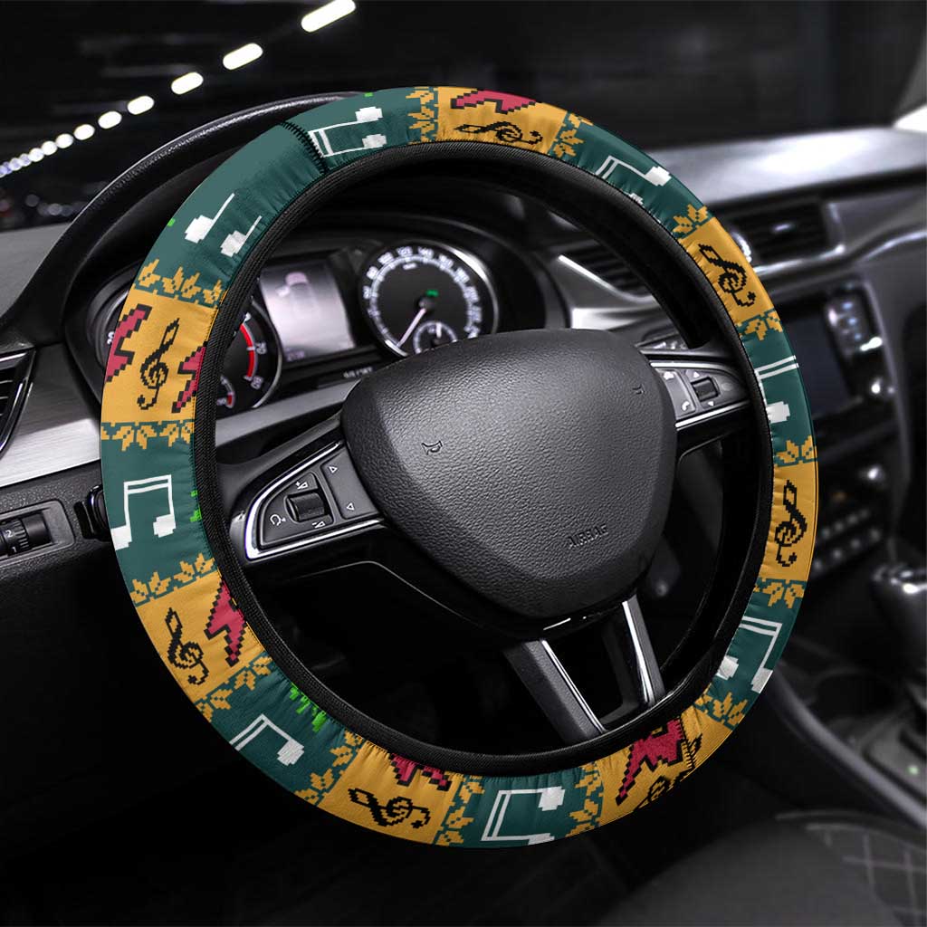 Rock The Holidays Guitar Christmas Steering Wheel Cover Xmas Holiday Patterns - Wonder Print Shop