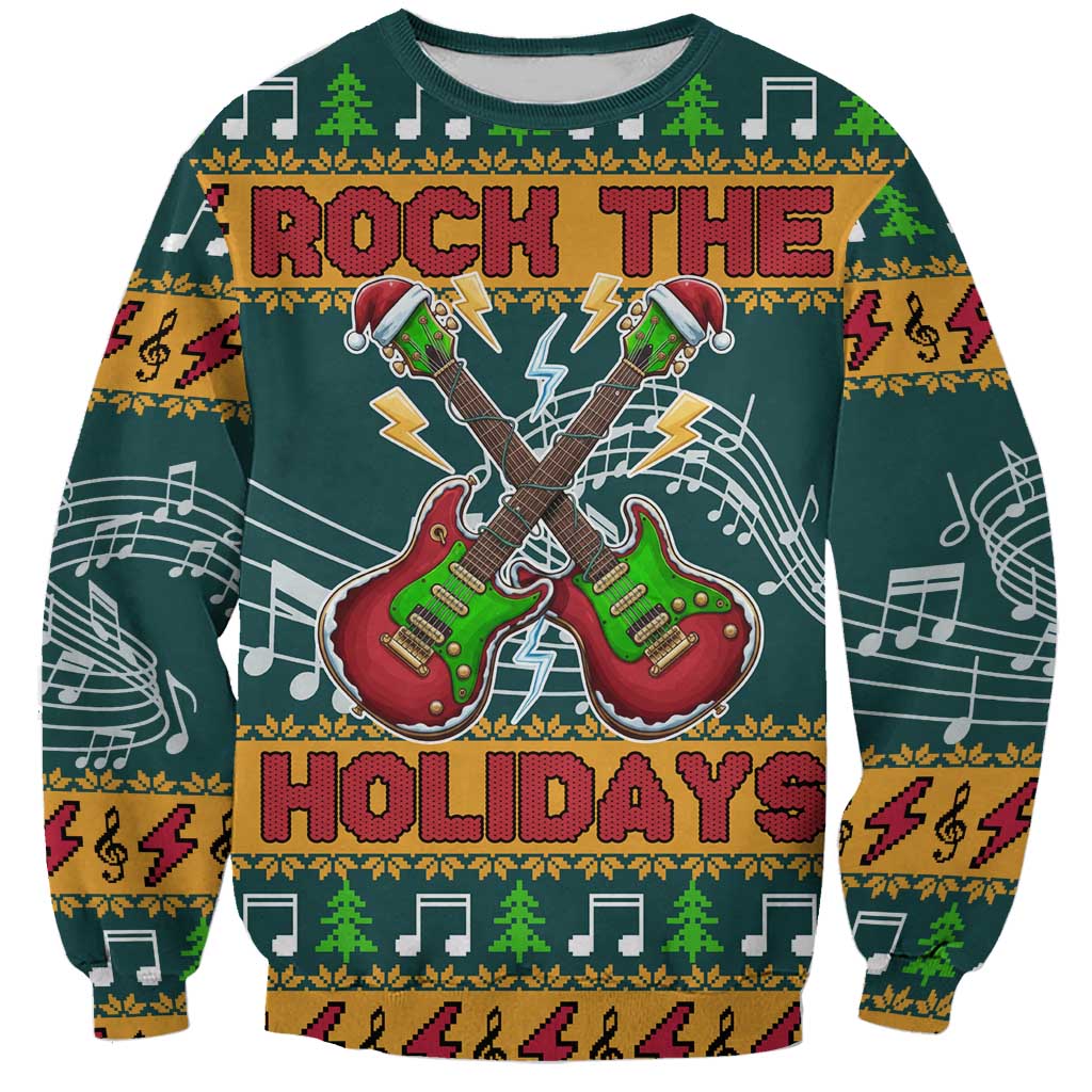 Rock The Holidays Guitar Christmas Sweatshirt Xmas Holiday Patterns - Wonder Print Shop