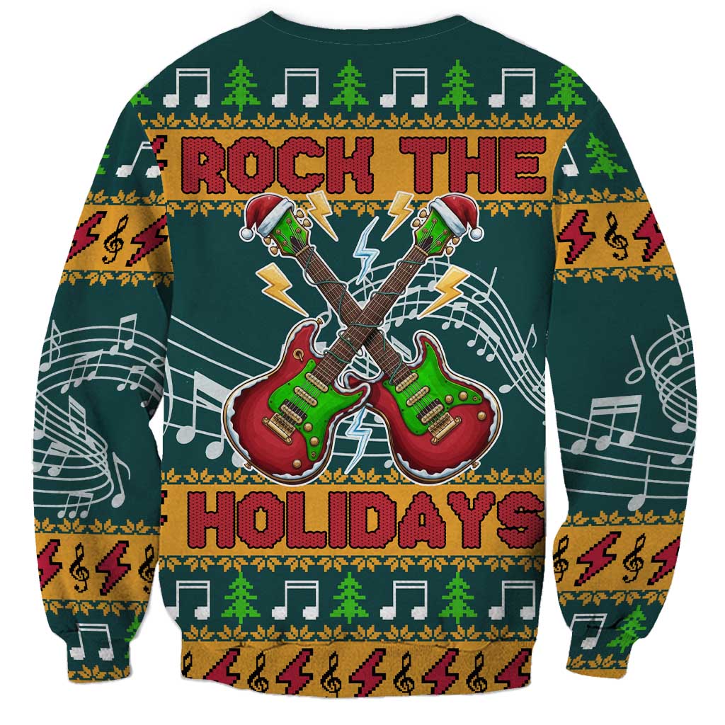 Rock The Holidays Guitar Christmas Sweatshirt Xmas Holiday Patterns - Wonder Print Shop