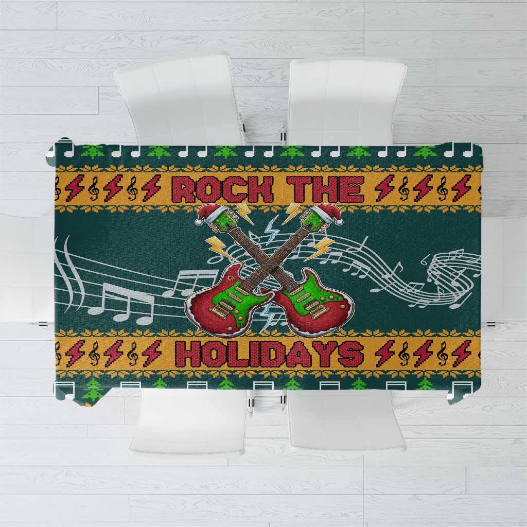 Rock The Holidays Guitar Christmas Tablecloth Xmas Holiday Patterns - Wonder Print Shop