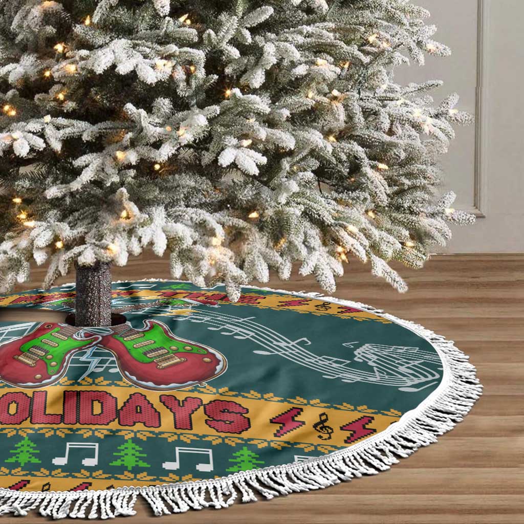 Rock The Holidays Guitar Christmas Tree Skirt Xmas Holiday Patterns - Wonder Print Shop