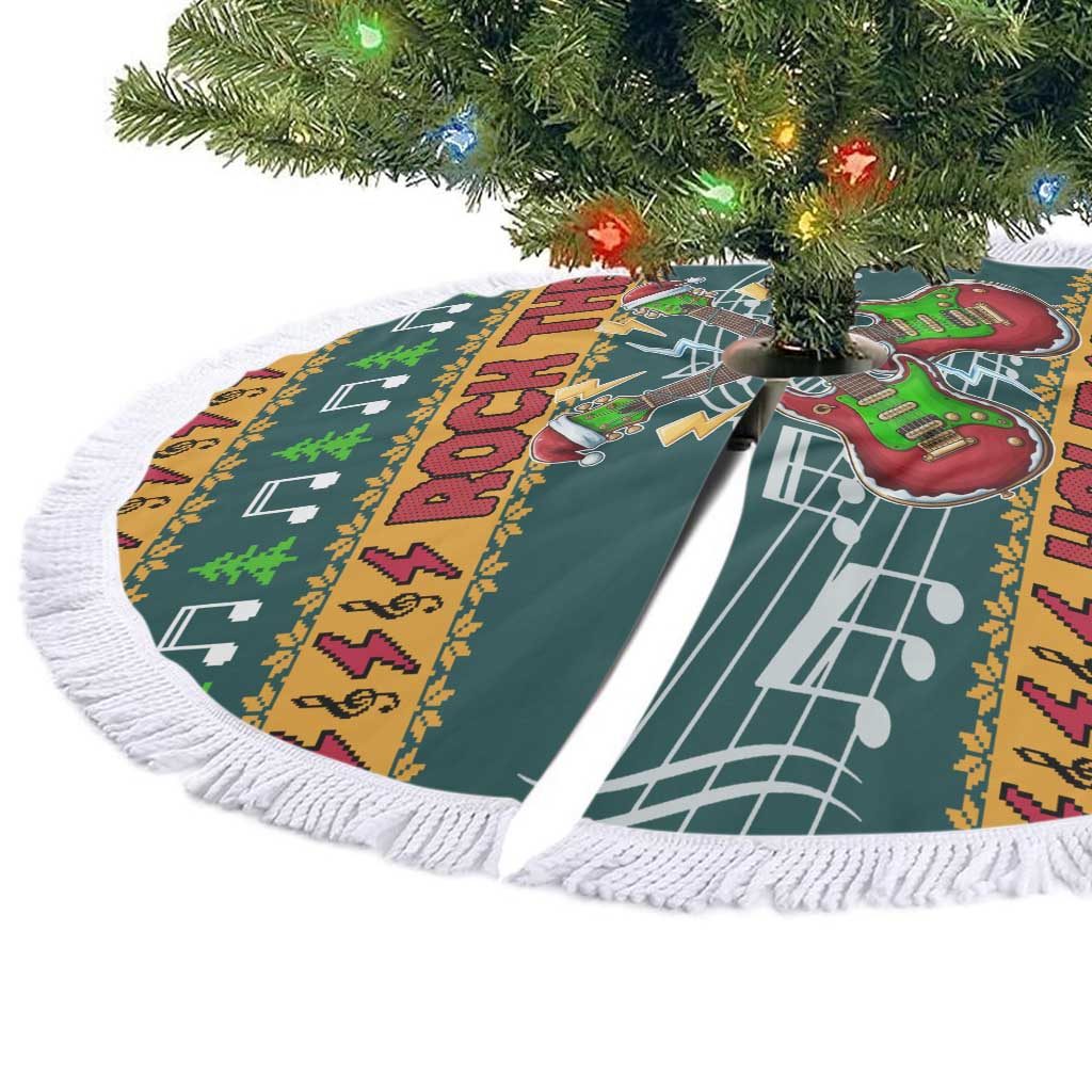 Rock The Holidays Guitar Christmas Tree Skirt Xmas Holiday Patterns - Wonder Print Shop