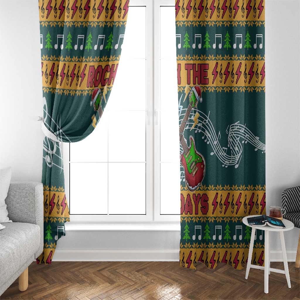 Rock The Holidays Guitar Christmas Window Curtain Xmas Holiday Patterns - Wonder Print Shop