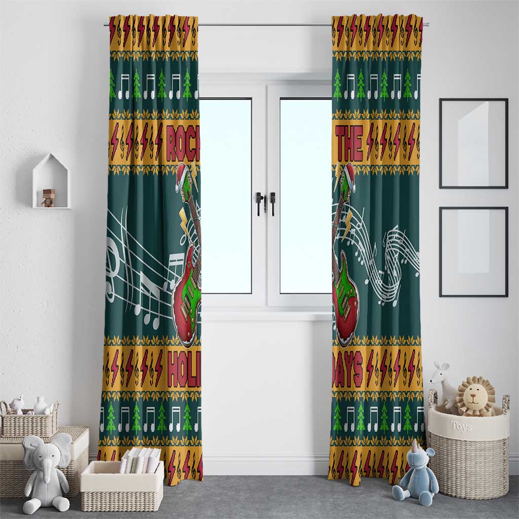 Rock The Holidays Guitar Christmas Window Curtain Xmas Holiday Patterns - Wonder Print Shop