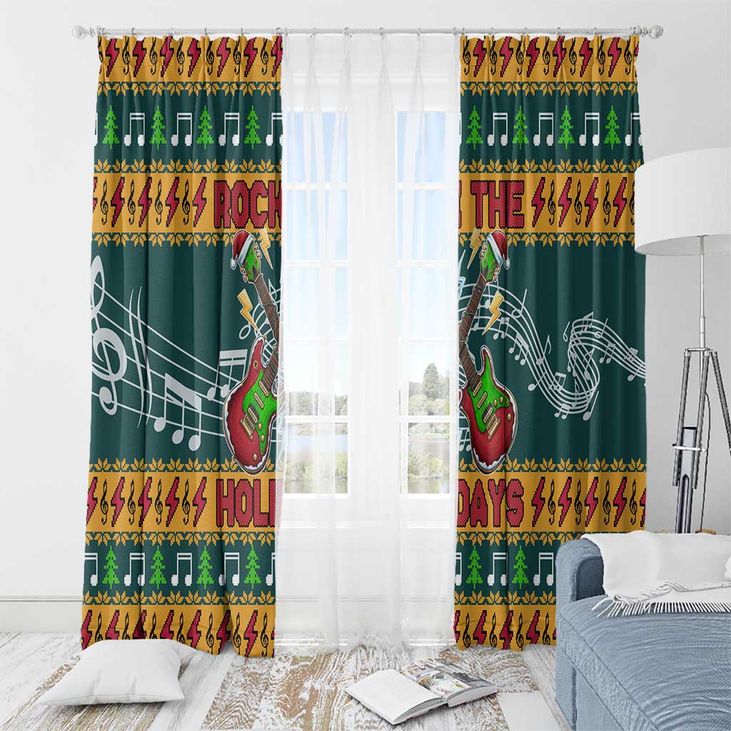 Rock The Holidays Guitar Christmas Window Curtain Xmas Holiday Patterns - Wonder Print Shop