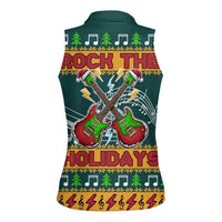 Rock The Holidays Guitar Christmas Women Sleeveless Polo Shirt Xmas Holiday Patterns - Wonder Print Shop