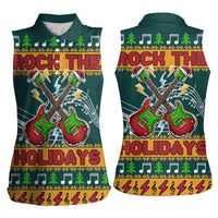 Rock The Holidays Guitar Christmas Women Sleeveless Polo Shirt Xmas Holiday Patterns - Wonder Print Shop