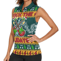 Rock The Holidays Guitar Christmas Women Sleeveless Polo Shirt Xmas Holiday Patterns - Wonder Print Shop