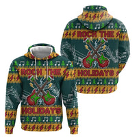 Rock The Holidays Guitar Christmas Zip Hoodie Xmas Holiday Patterns - Wonder Print Shop