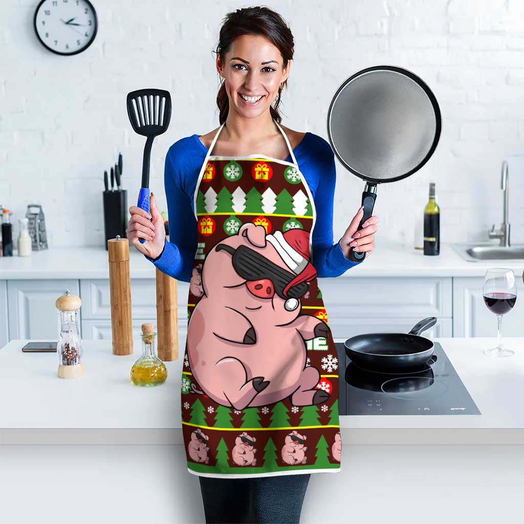 Hamsome Cute Pig Christmas Apron Xmas Holiday Patterns - Wonder Print Shop