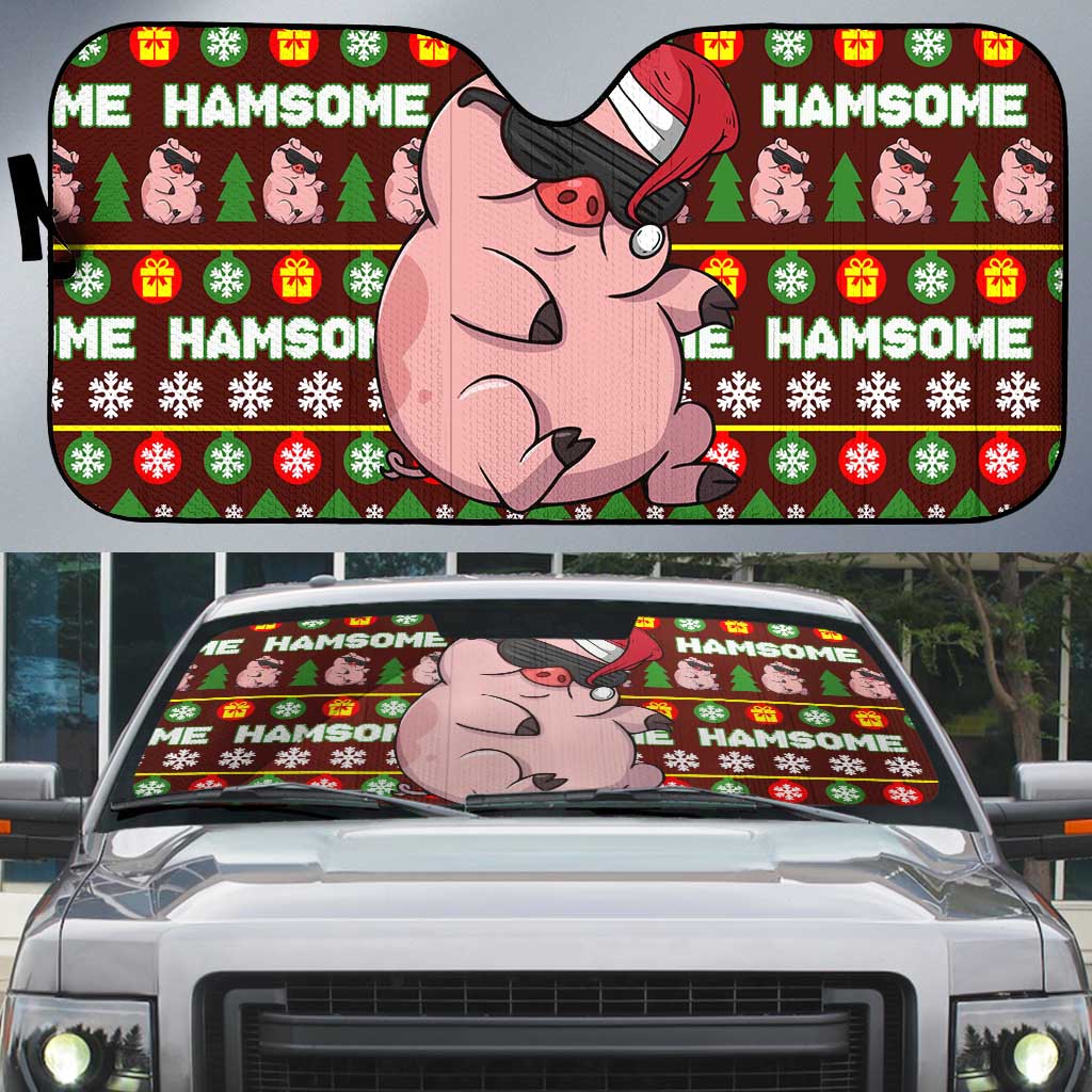 Hamsome Cute Pig Christmas Auto Sun Shade Xmas Holiday Patterns - Wonder Print Shop