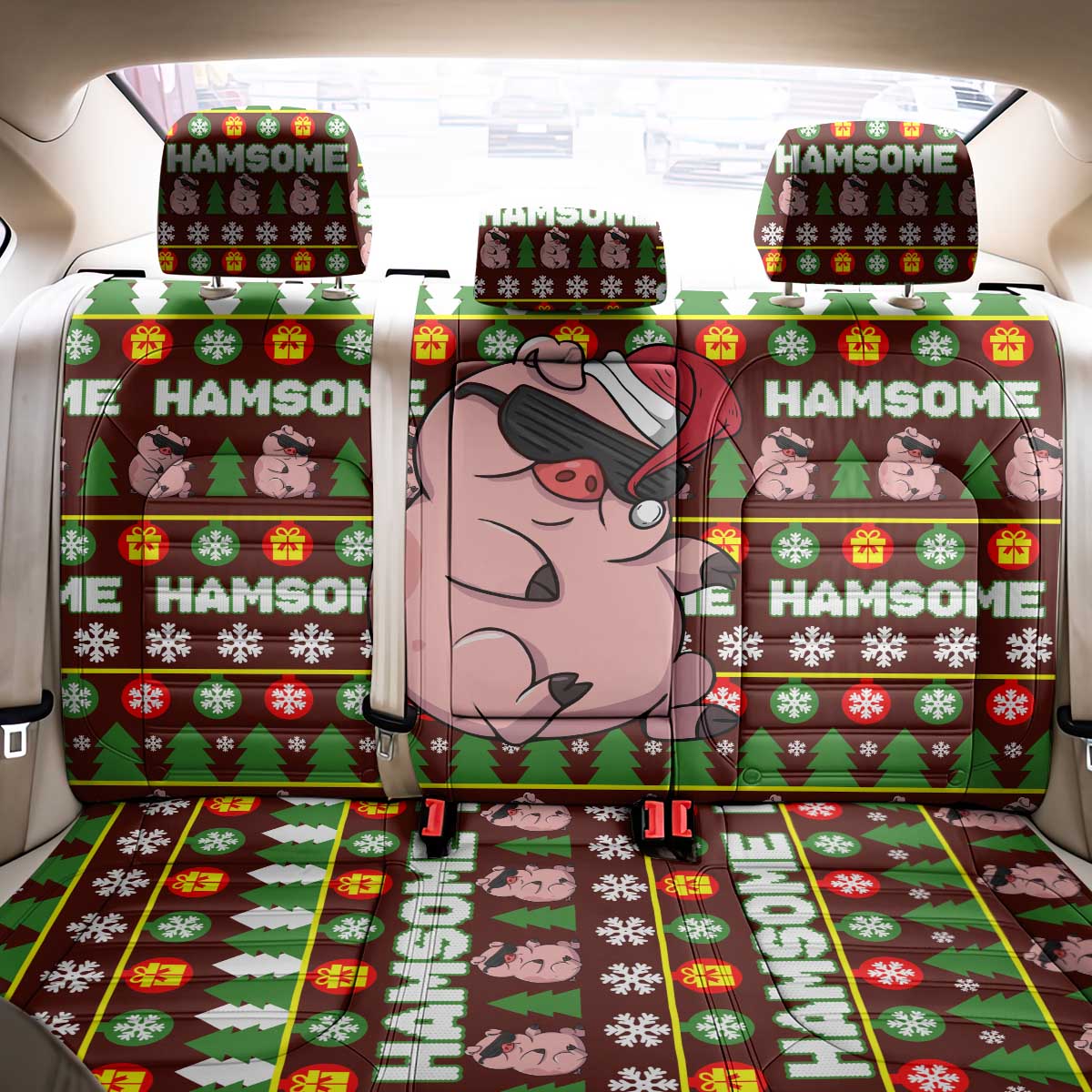 Hamsome Cute Pig Christmas Back Car Seat Cover Xmas Holiday Patterns - Wonder Print Shop