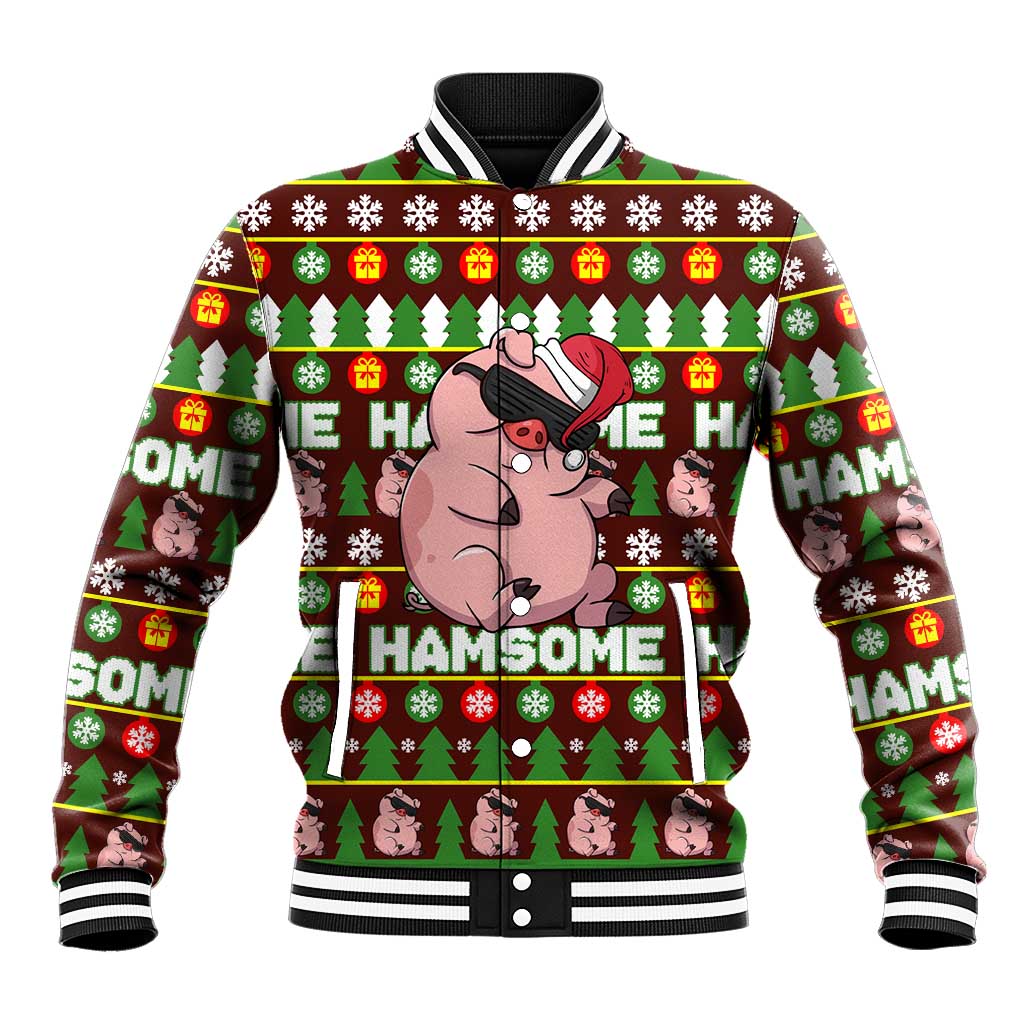 Hamsome Cute Pig Christmas Baseball Jacket Xmas Holiday Patterns - Wonder Print Shop