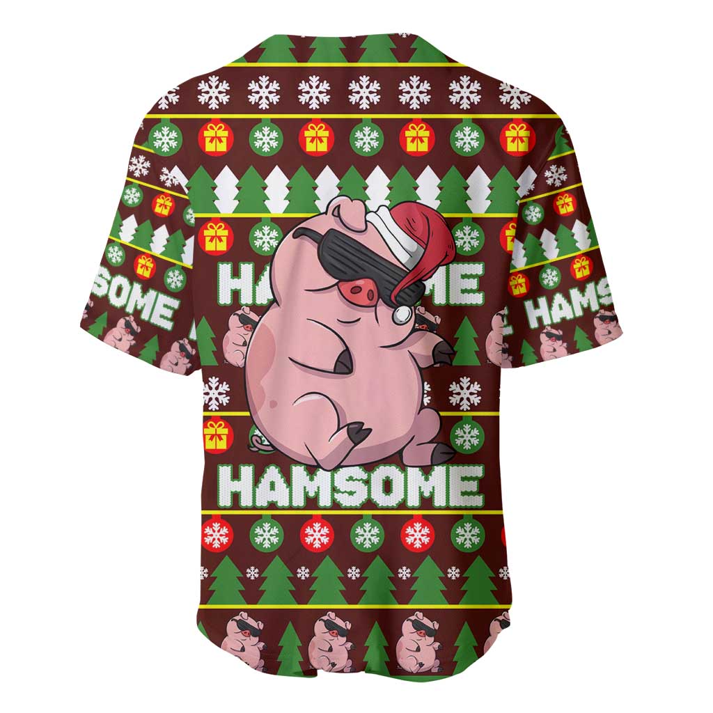 Hamsome Cute Pig Christmas Baseball Jersey Xmas Holiday Patterns - Wonder Print Shop