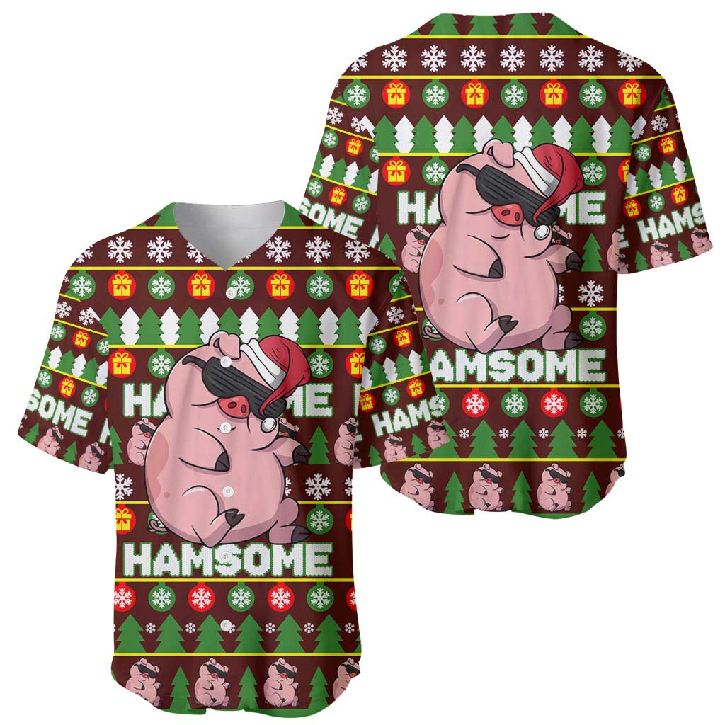 Hamsome Cute Pig Christmas Baseball Jersey Xmas Holiday Patterns - Wonder Print Shop