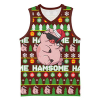 Hamsome Cute Pig Christmas Basketball Jersey Xmas Holiday Patterns - Wonder Print Shop