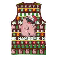 Hamsome Cute Pig Christmas Basketball Jersey Xmas Holiday Patterns - Wonder Print Shop