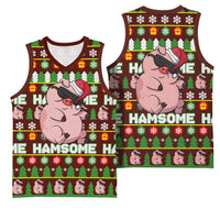 Hamsome Cute Pig Christmas Basketball Jersey Xmas Holiday Patterns - Wonder Print Shop