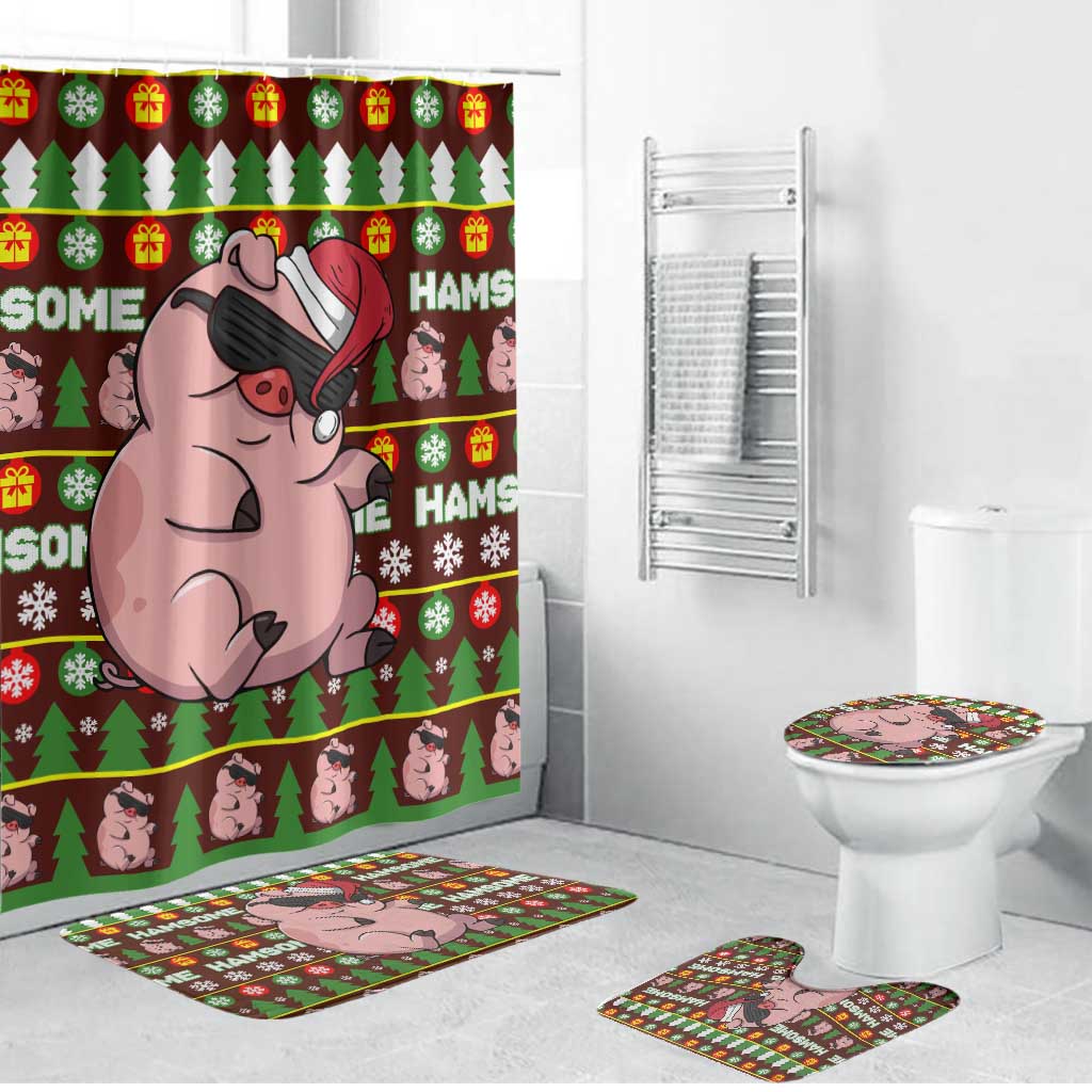 Hamsome Cute Pig Christmas Bathroom Set Xmas Holiday Patterns - Wonder Print Shop