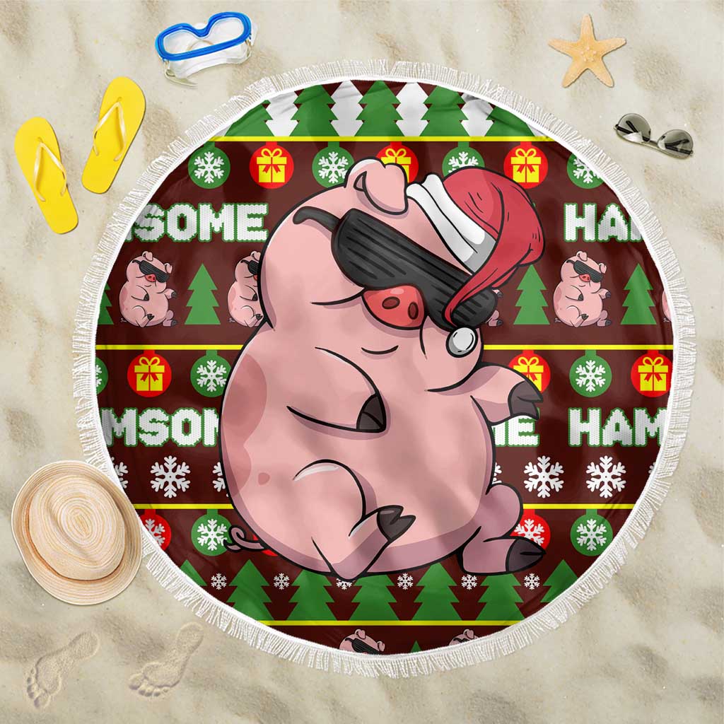 Hamsome Cute Pig Christmas Beach Blanket Xmas Holiday Patterns - Wonder Print Shop