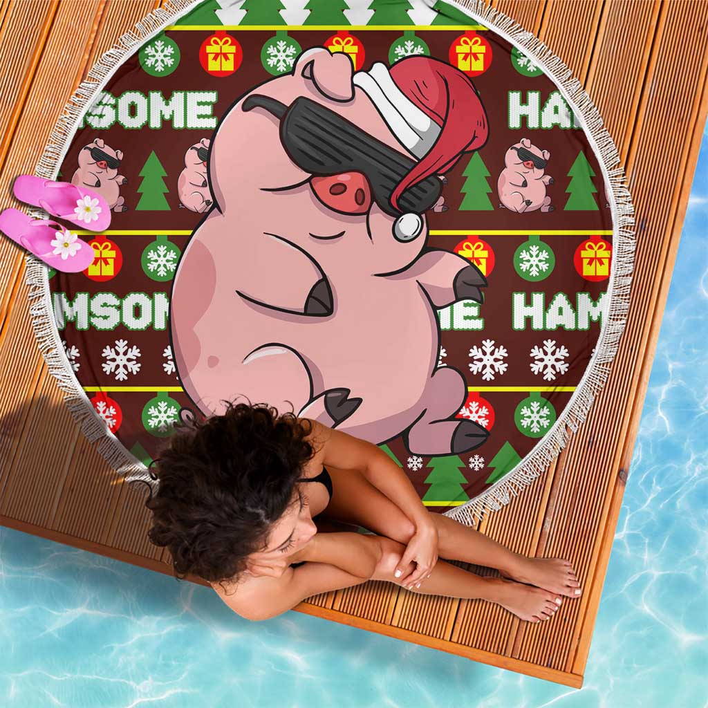 Hamsome Cute Pig Christmas Beach Blanket Xmas Holiday Patterns - Wonder Print Shop