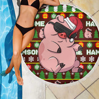Hamsome Cute Pig Christmas Beach Blanket Xmas Holiday Patterns - Wonder Print Shop