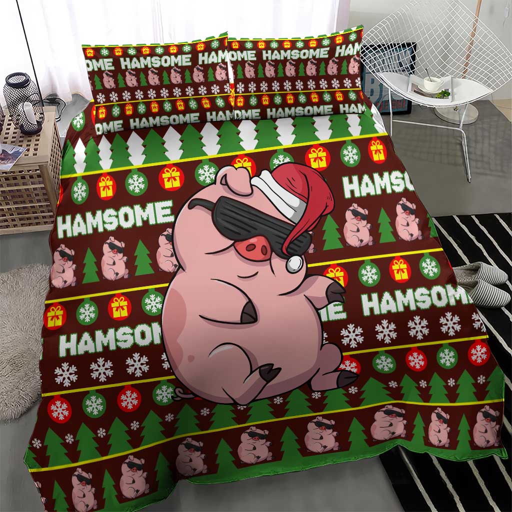 Hamsome Cute Pig Christmas Bedding Set Xmas Holiday Patterns - Wonder Print Shop