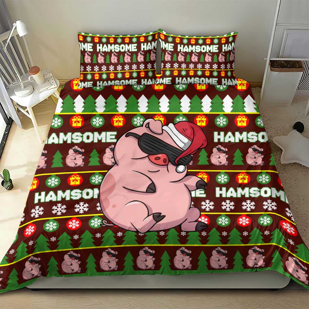 Hamsome Cute Pig Christmas Bedding Set Xmas Holiday Patterns - Wonder Print Shop