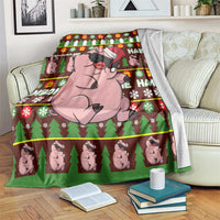 Hamsome Cute Pig Christmas Blanket Xmas Holiday Patterns - Wonder Print Shop