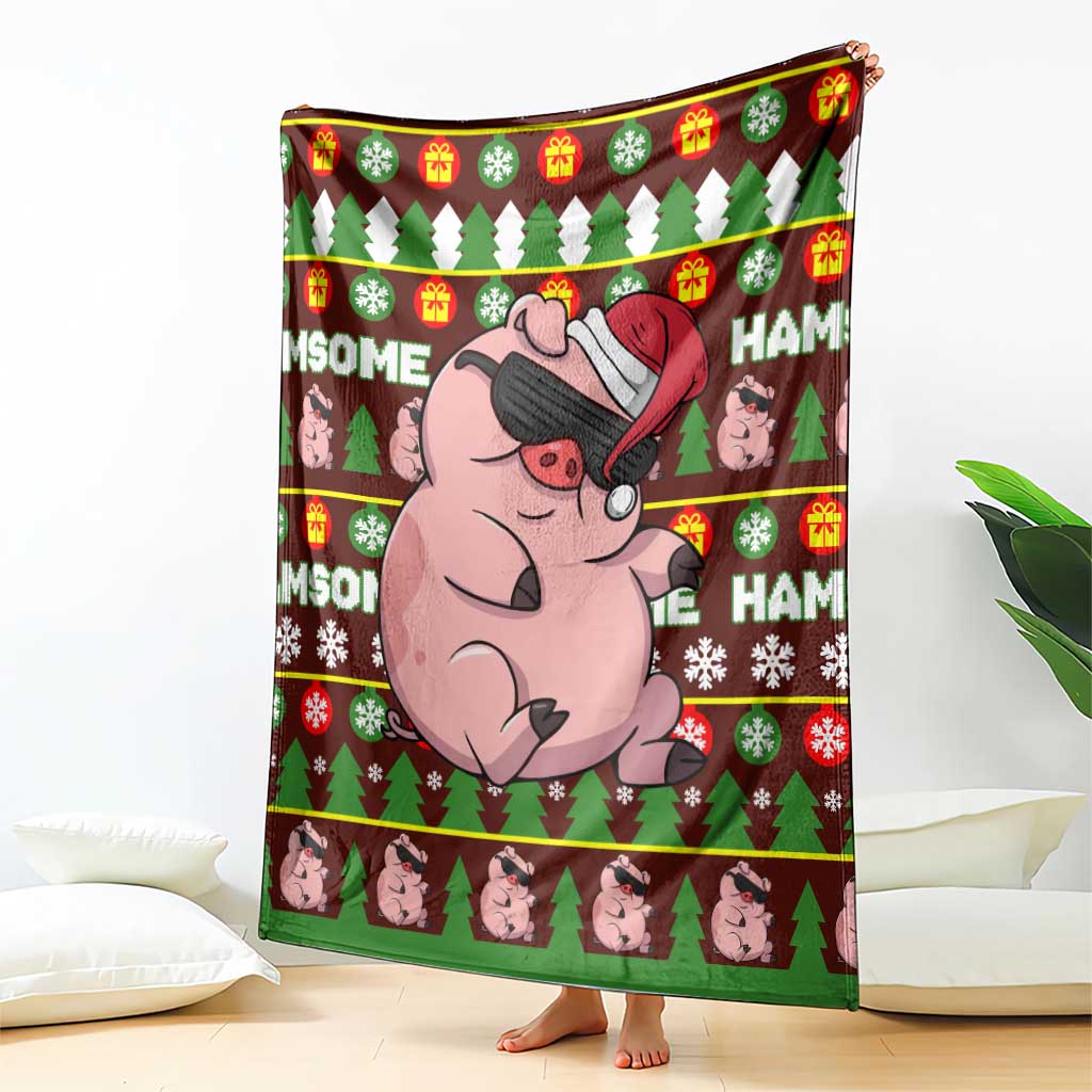 Hamsome Cute Pig Christmas Blanket Xmas Holiday Patterns - Wonder Print Shop
