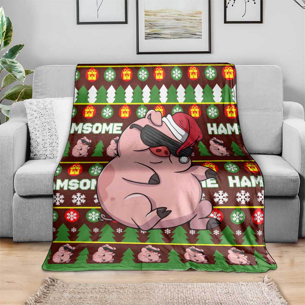 Hamsome Cute Pig Christmas Blanket Xmas Holiday Patterns - Wonder Print Shop