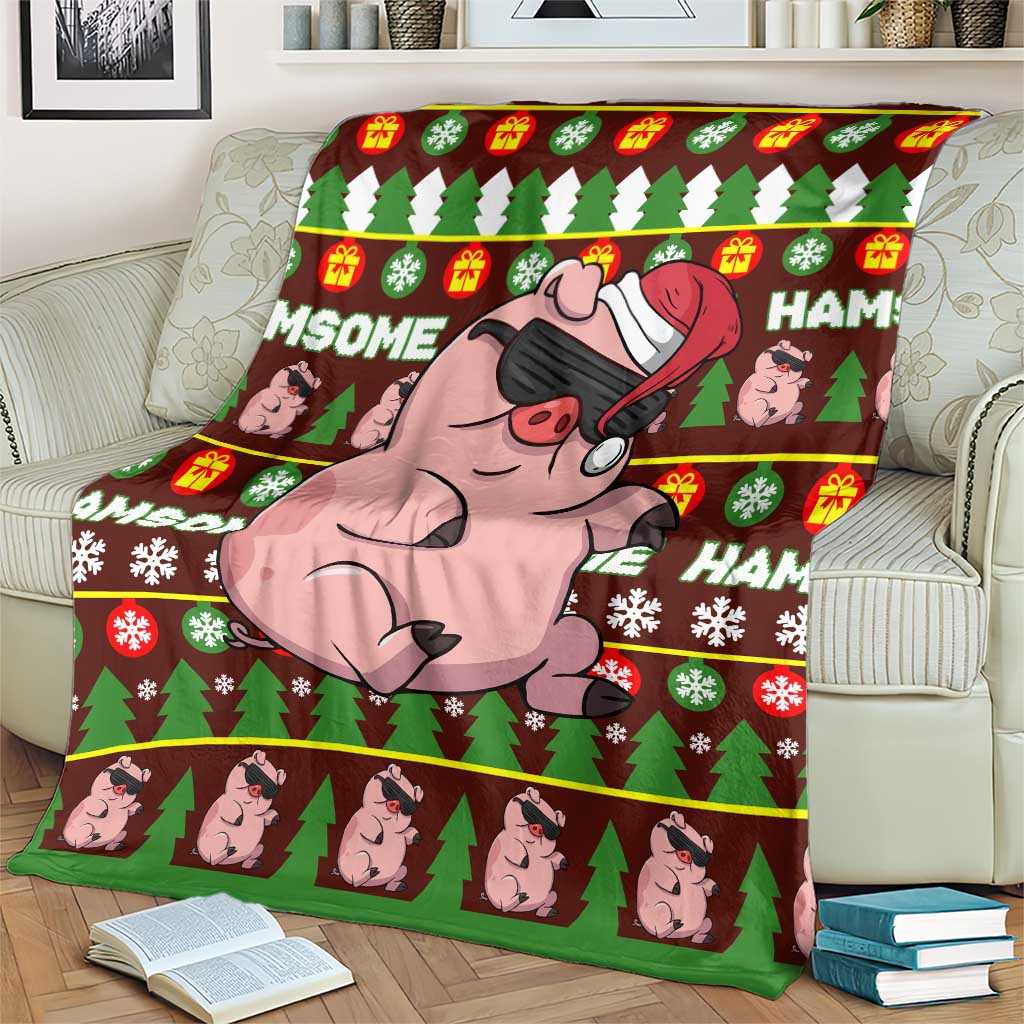 Hamsome Cute Pig Christmas Blanket Xmas Holiday Patterns - Wonder Print Shop