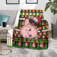 Hamsome Cute Pig Christmas Blanket Xmas Holiday Patterns - Wonder Print Shop
