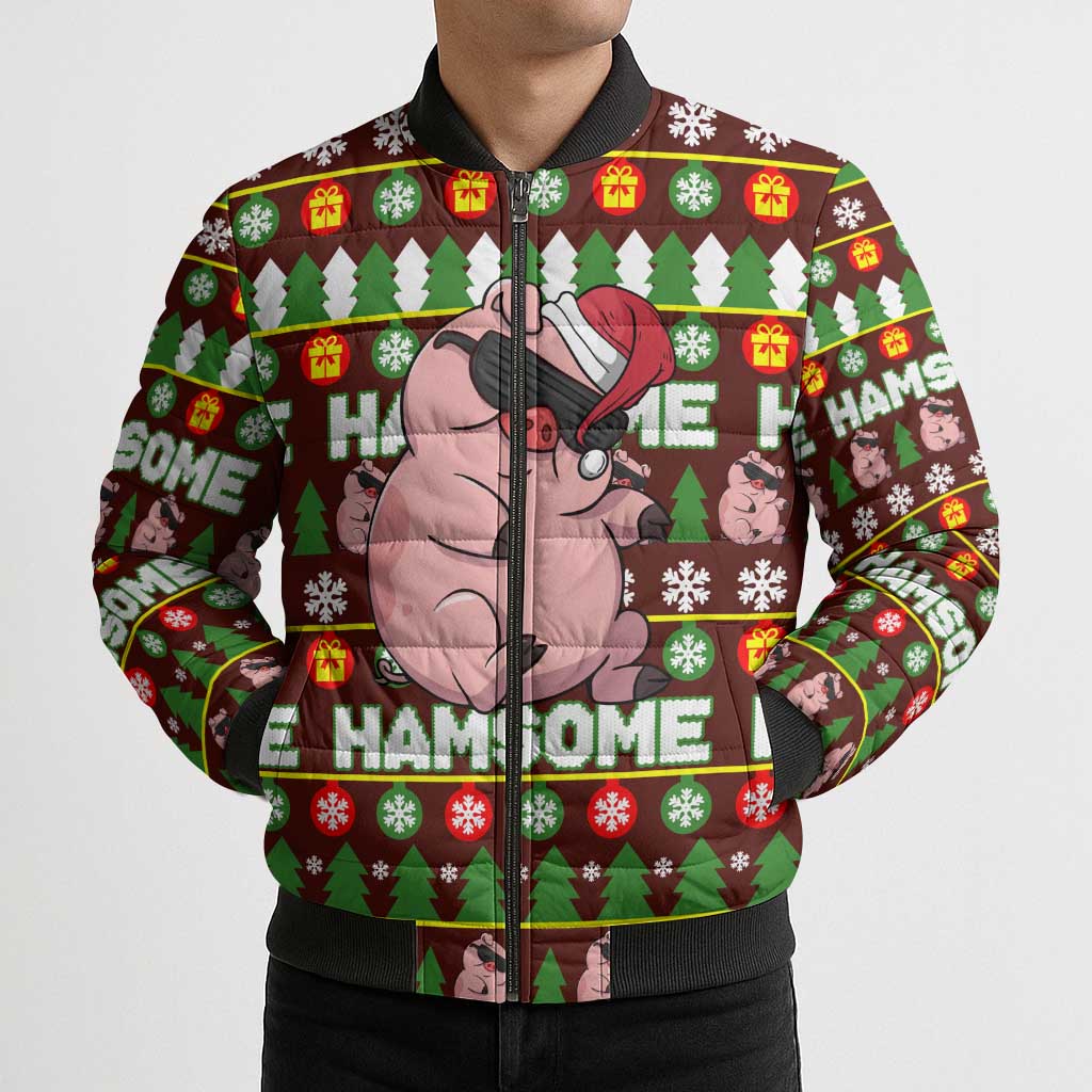 Hamsome Cute Pig Christmas Bomber Puffer Jacket Xmas Holiday Patterns - Wonder Print Shop