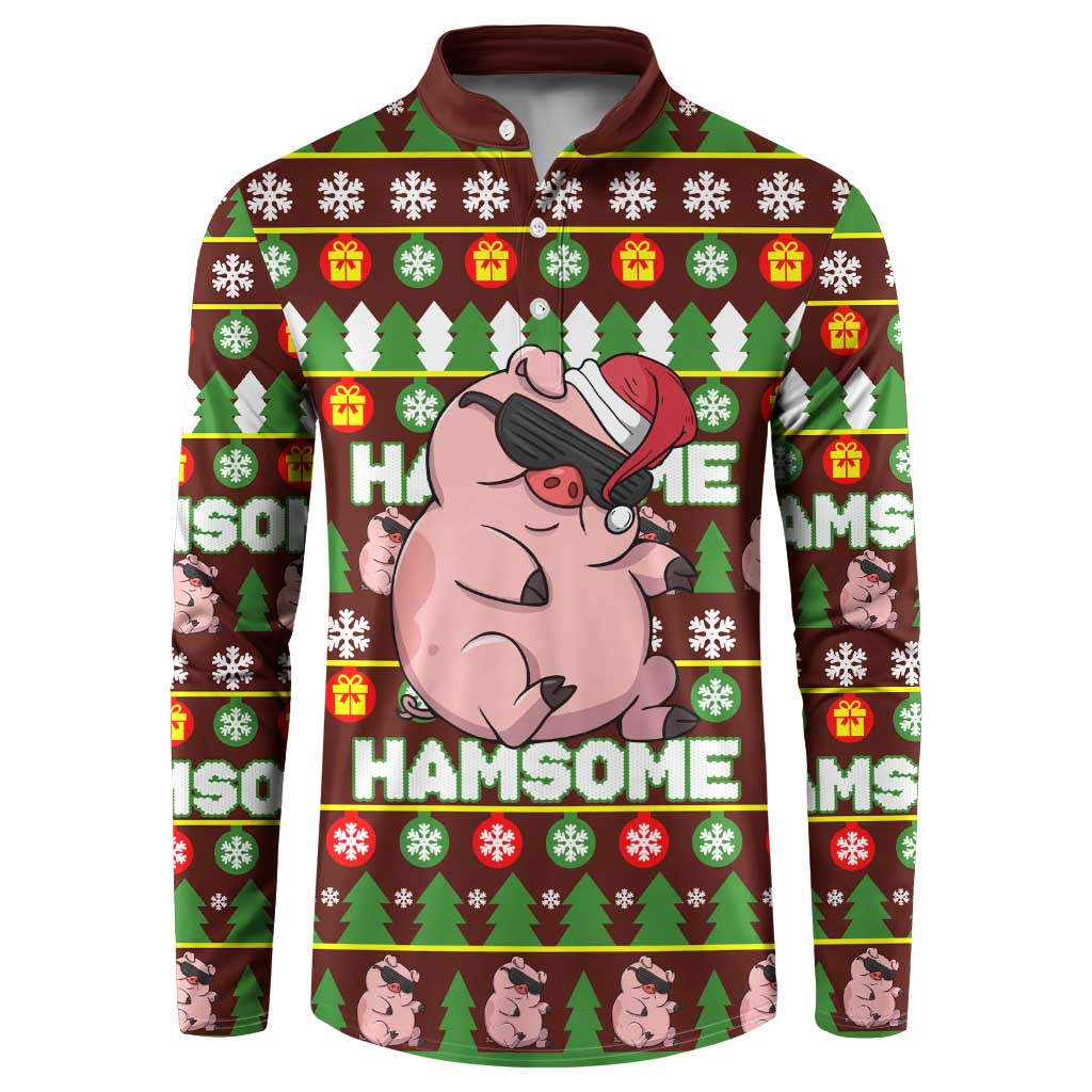 Hamsome Cute Pig Christmas Button Sweatshirt Xmas Holiday Patterns - Wonder Print Shop