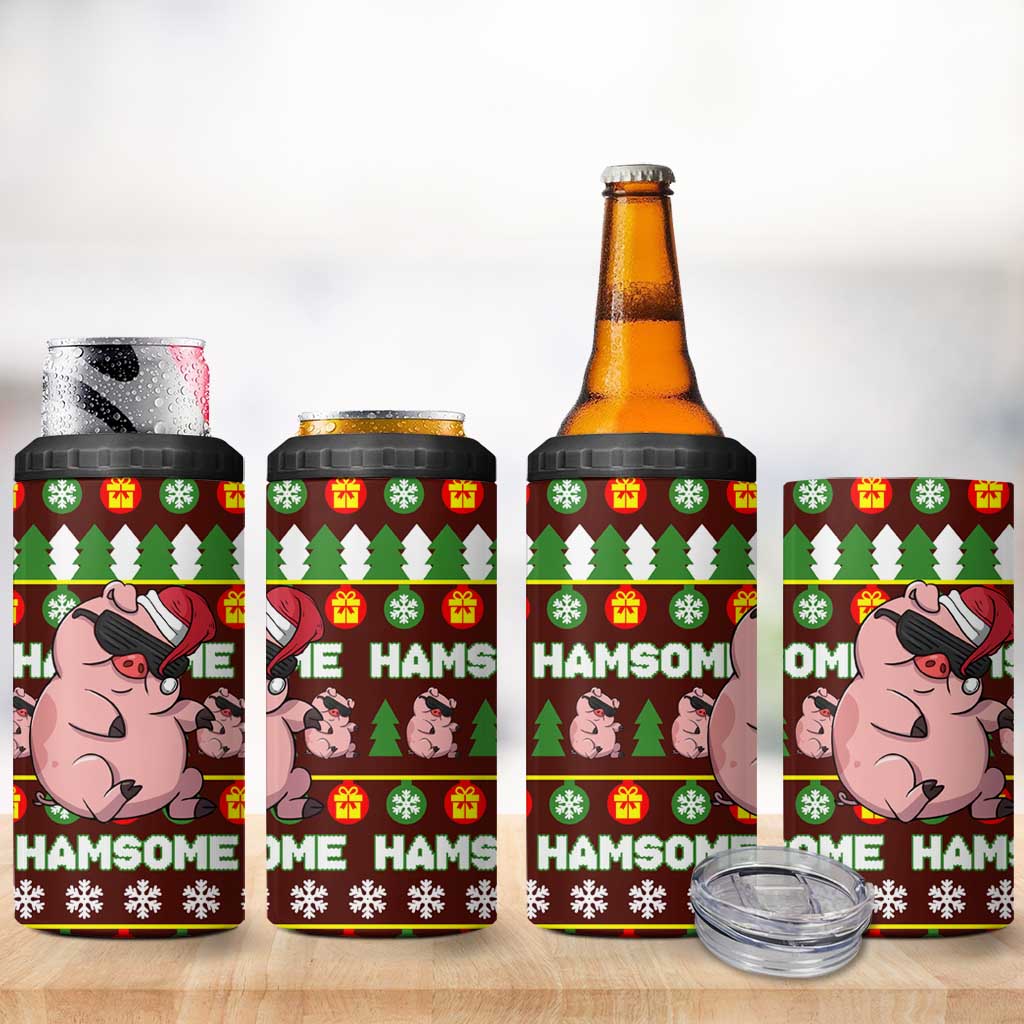Hamsome Cute Pig Christmas 4 in 1 Can Cooler Tumbler Xmas Holiday Patterns - Wonder Print Shop