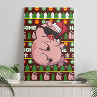 Hamsome Cute Pig Christmas Canvas Wall Art Xmas Holiday Patterns - Wonder Print Shop