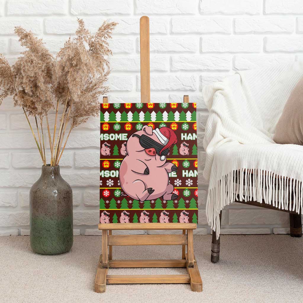 Hamsome Cute Pig Christmas Canvas Wall Art Xmas Holiday Patterns - Wonder Print Shop