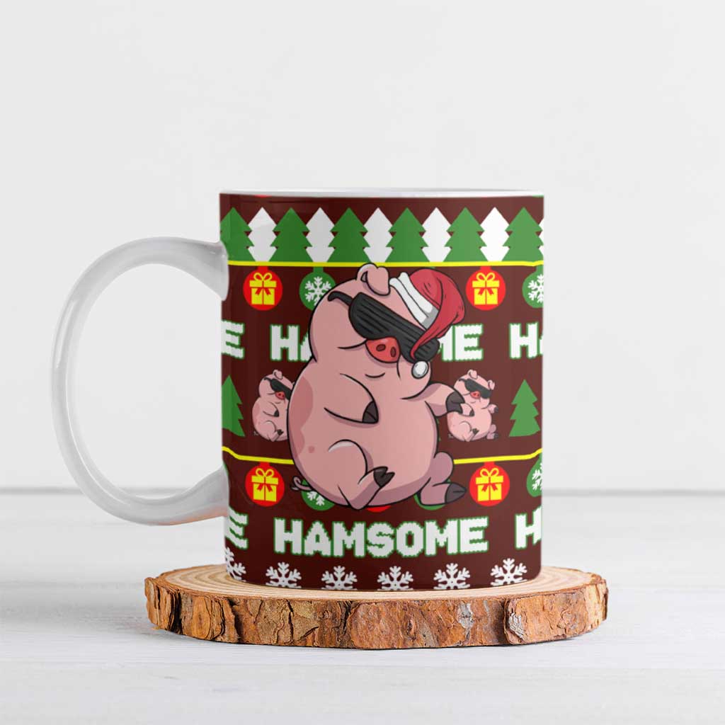 Hamsome Cute Pig Christmas Ceramic Mug Xmas Holiday Patterns - Wonder Print Shop