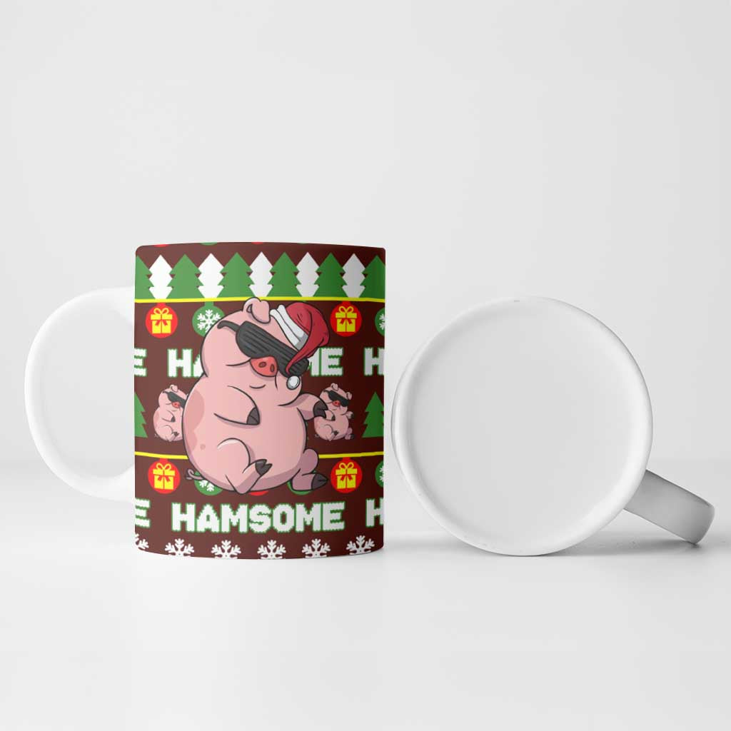 Hamsome Cute Pig Christmas Ceramic Mug Xmas Holiday Patterns - Wonder Print Shop