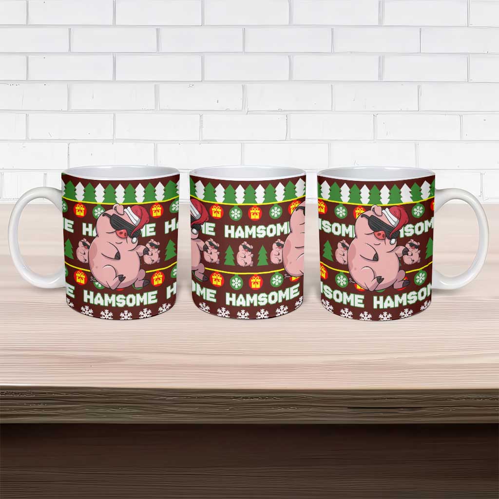 Hamsome Cute Pig Christmas Ceramic Mug Xmas Holiday Patterns - Wonder Print Shop