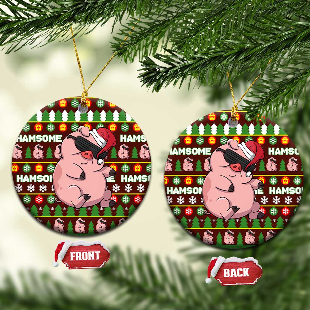 Hamsome Cute Pig Christmas Ceramic Ornament Xmas Holiday Patterns - Wonder Print Shop