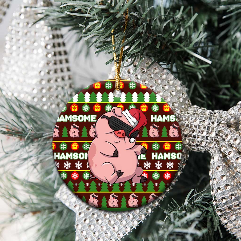 Hamsome Cute Pig Christmas Ceramic Ornament Xmas Holiday Patterns - Wonder Print Shop