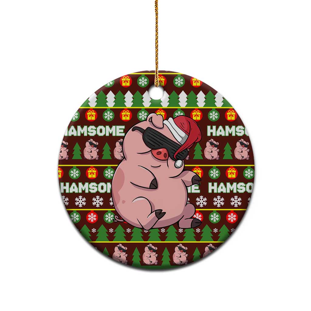 Hamsome Cute Pig Christmas Ceramic Ornament Xmas Holiday Patterns - Wonder Print Shop