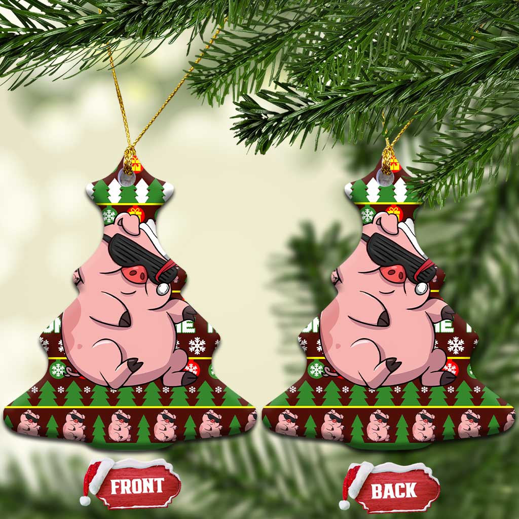 Hamsome Cute Pig Christmas Ceramic Ornament Xmas Holiday Patterns - Wonder Print Shop