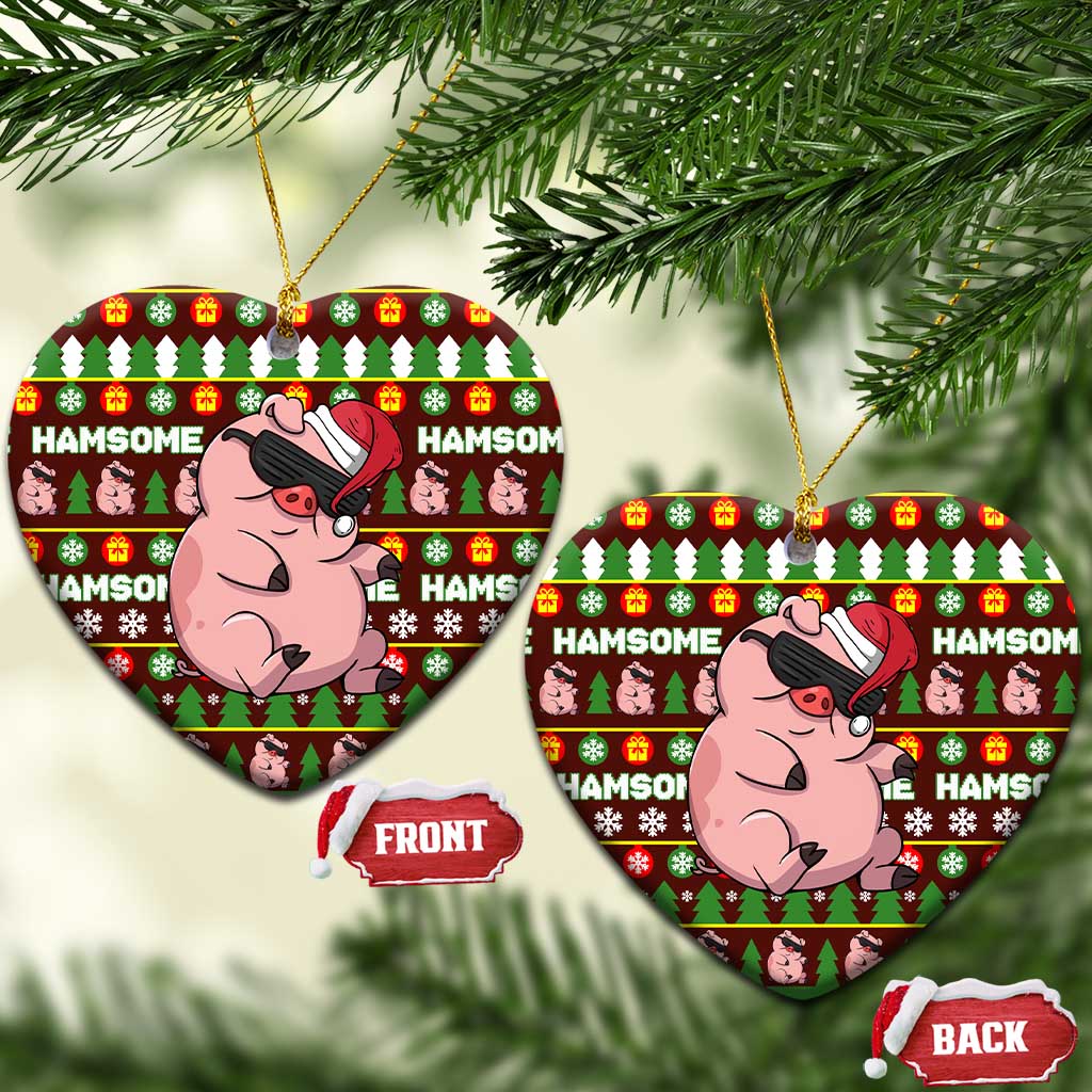 Hamsome Cute Pig Christmas Ceramic Ornament Xmas Holiday Patterns - Wonder Print Shop