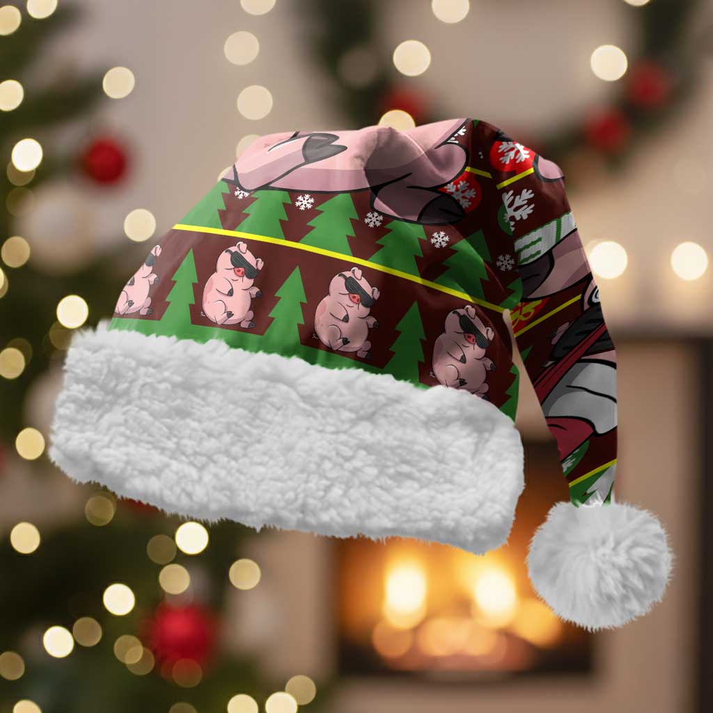 Hamsome Cute Pig Christmas Santa Hat Xmas Holiday Patterns - Wonder Print Shop