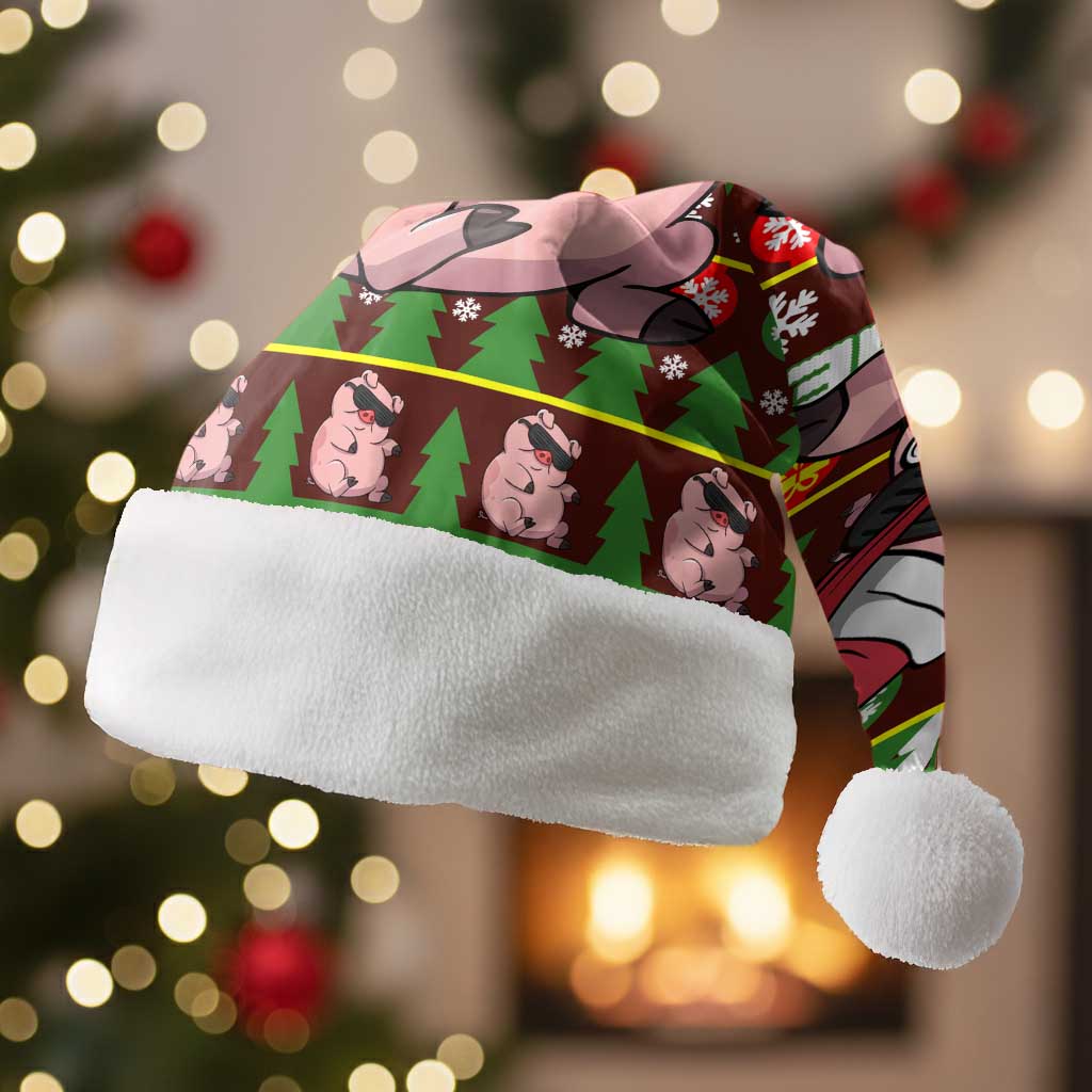 Hamsome Cute Pig Christmas Santa Hat Xmas Holiday Patterns - Wonder Print Shop